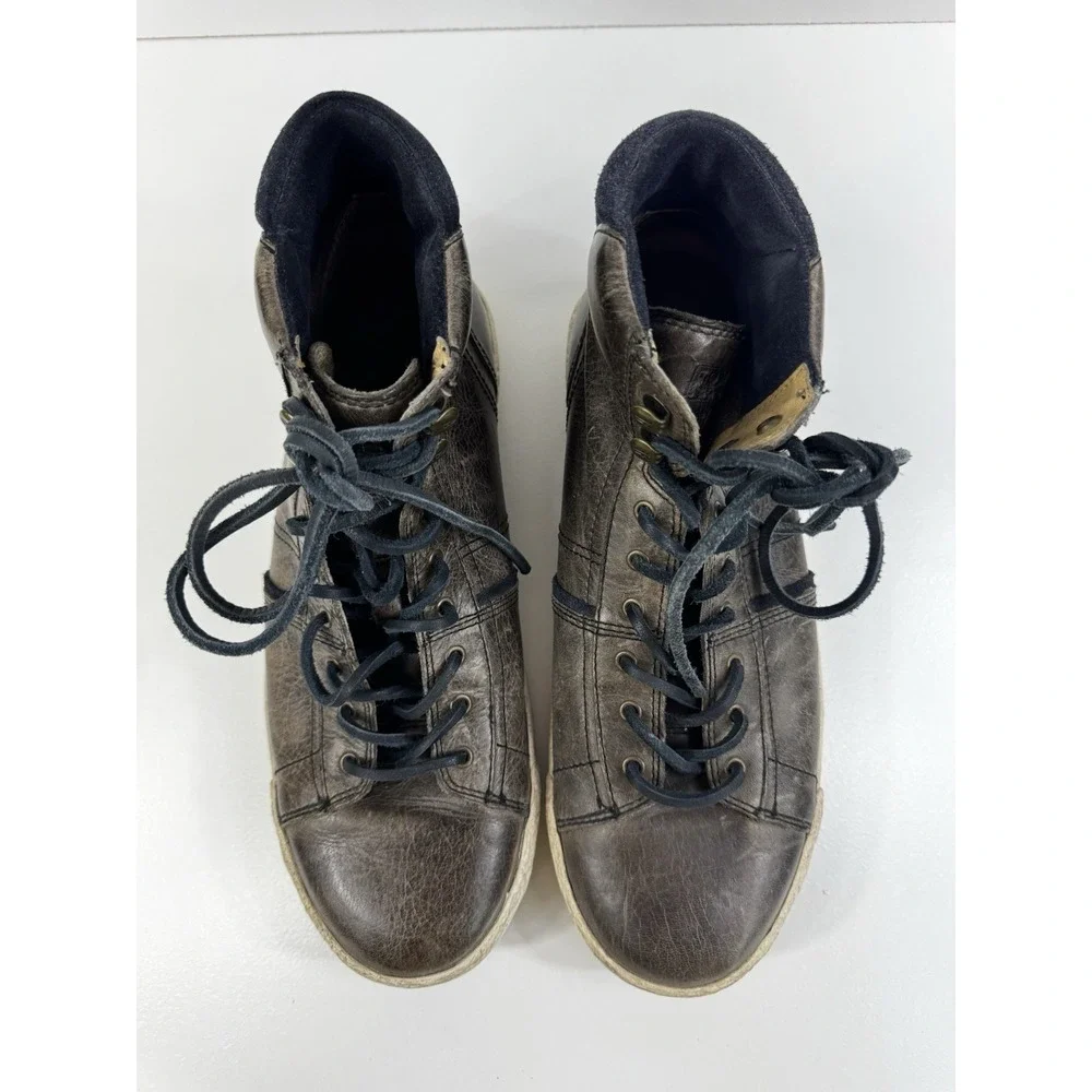 Men Frye Brown Mid Shoe Mens Size 8 Boots Bedford Hi Top Leather Sneakers